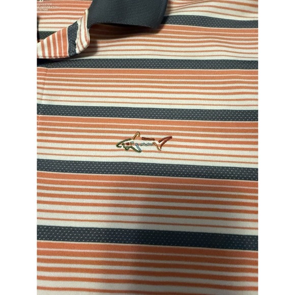 Greg Norman for Tasso Elba Play Dry Men's Striped Polo Shirt Orange Gray White M - Picture 5 of 6